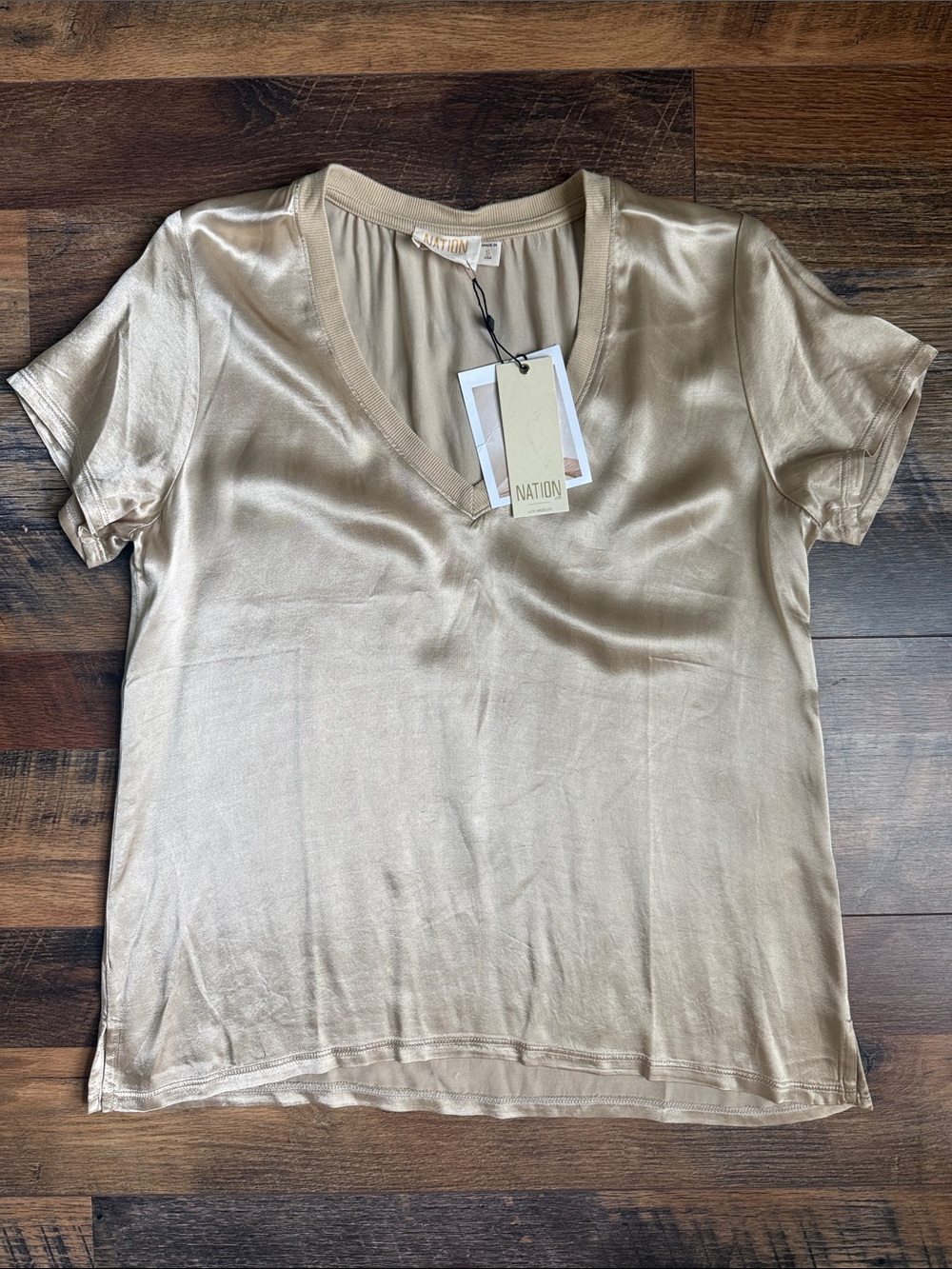 Nation Satin V Neck Top